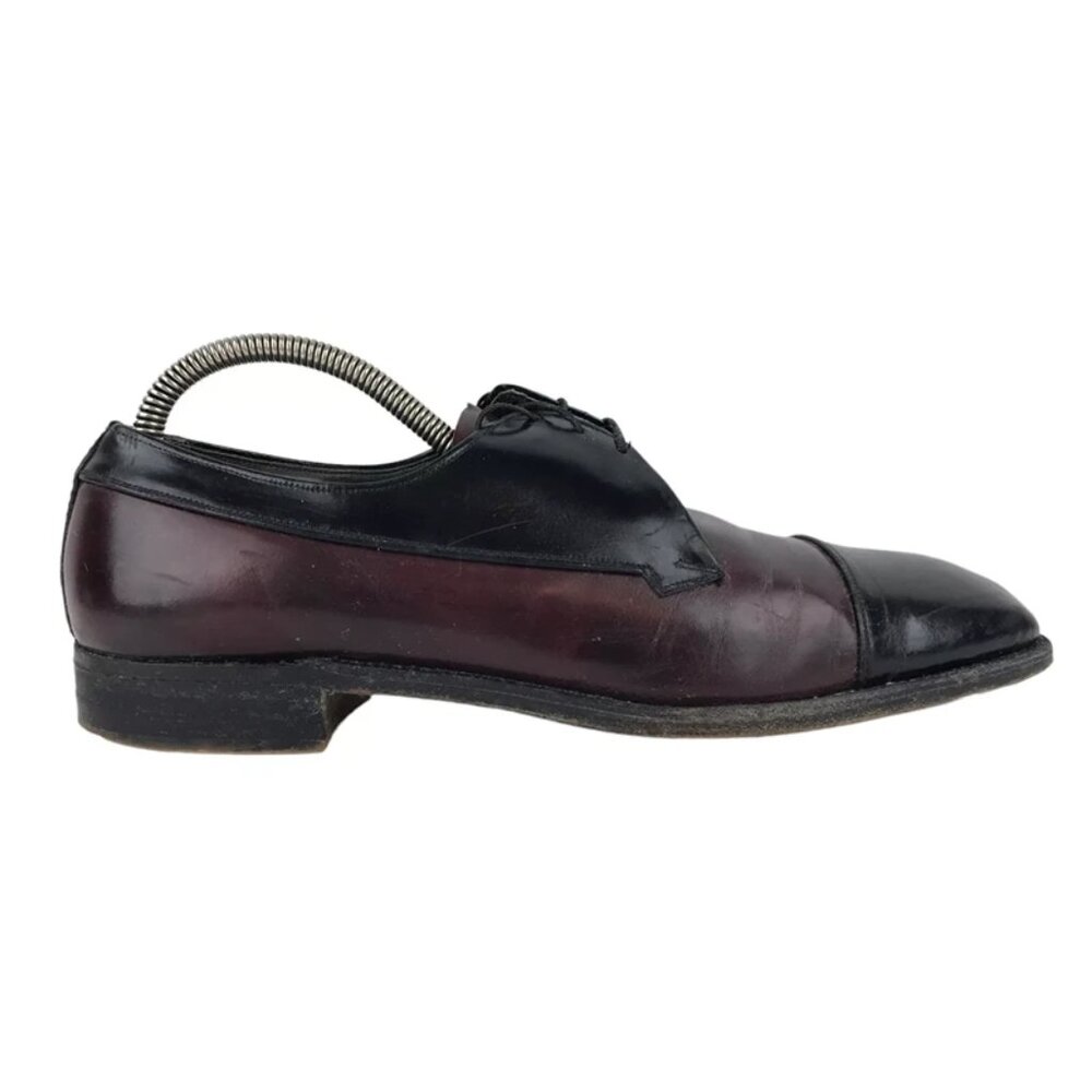 Freeman Mens Brown Black Leather Lace Up Low Top Classic Oxford Shoes Size US 9D